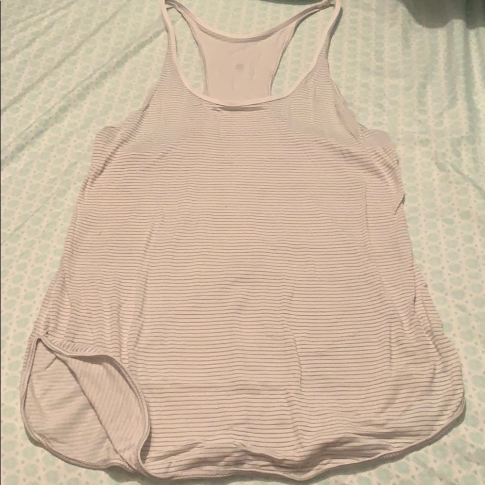 Gray and white striped lululemon tank